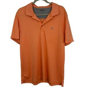 Izod Mens Golf Polo shirt size Large Orange crush Moisture wicking Short sleeves